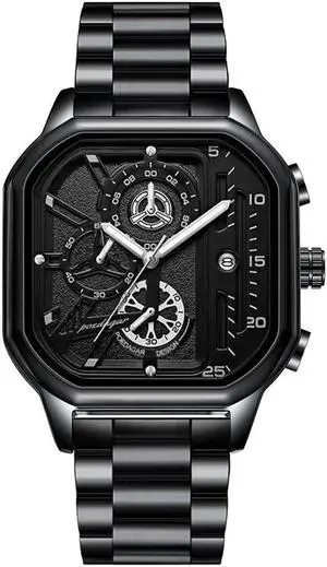 Men's Fashion Stainless Steel Watches Date Waterproof Chronograph Wristwatches,Stainsteel Steel Band Waterproof Watch