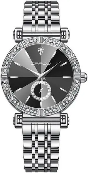 Women Watch Fashion Gold Diamond Analog Quartz Female Watch for Women Luxury Dress Ladies Stainless Steel Waterproof Wrist Watches Black