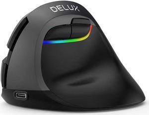 Ergonomic Wireless Mouse, Rechargeable Silent Vertical Mouse with BT 5.0 and USB Receiver, 6 Buttons and 4 Gear DPI, RGB Small Ergo Mice for Laptop Computer,Compatible with Windows, macOS