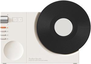 Vintage Vinyl Record Player Style Bluetooth Speaker,Phonograph Style Retro Bluetooth Speaker,Good Bass Enhancement Loud Volume,Cute Look Gift for Children White