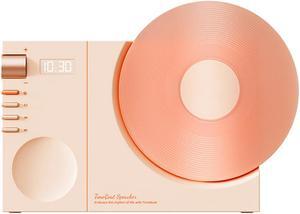 Vintage Vinyl Record Player Style Bluetooth Speaker,Phonograph Style Retro Bluetooth Speaker,Good Bass Enhancement Loud Volume,Cute Look Gift for Children Pink