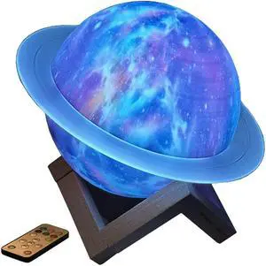 Saturn Ring Bluetooth Speaker,RGB Colorful Change Bluetooth Speaker with Dynamic LED Lights,Cute Look Gift for Kids Blue