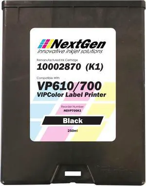 VIP Color VP610/VP700 Compatible Black (K1) Ink Cartridge for VP610 and VP700 Label Printers  (Part Number 10002870)