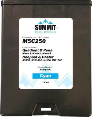 Quadient M5C250 Compatible Cyan Ink Cartridge for Quadient/Neopost/Rena/Hasler Envelope Printers