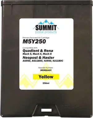 Quadient M5Y250 Compatible Yellow Ink Cartridge for Quadient/Neopost/Rena/Hasler Envelope Printers