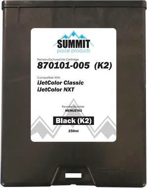 iJetColor Compatible Black (K2) Ink Cartridge for iJetColor Classic and NXT Envelope Printers  (Part Number 870101-005)