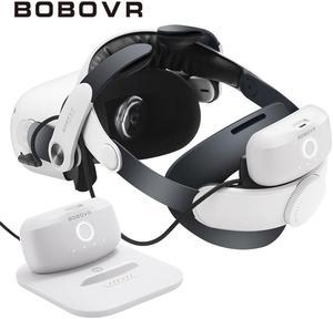 BOBOVR M2 Plus Head Strap Twin Battery Combo Compatible with Meta Quest 2 VR Power Charger StationDock with 2 B2 Battey Packs