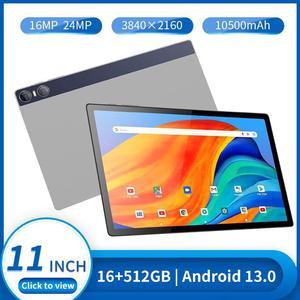 BDF 11 Inch Full Screen Tablet PC 16 GB +512GB Storage MT6889 Deca -Core Android 13 16MP+24MP Dual Camera Dual Speakers 10500mAh Battery Dual SIM Wifi GPS Bluetooth Keyboard