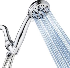 High Pressure 6-Setting 3.5" Chrome Face Handheld Shower with Hose for The Ultimate Shower Experience! Officially Independently Tested to Meet Strict US Quality & Performance Standards