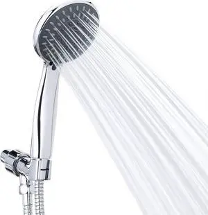 High Pressure Handheld Shower Head Briout 5-Settings Powerful Water Spray Shower Head against Low Pressure Water Flow with Stainless Hose and Adjustable Mount