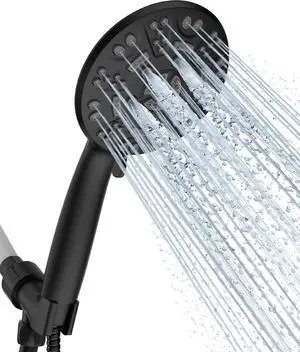 8 Functions Shower Head with handheld High Pressure Shower Head Set with Hose Adjustable Bracket Rubber Washers (Matte Black)