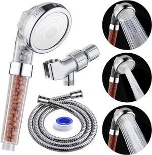 Filter Shower Head with Hose and Shower Arm Bracket, High Pressure & Water Saving Handheld Shower, 3-Settings Filter Showerhead for Dry Hair & Skin SPA
