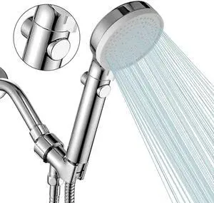 Shower Head with Handheld Shower Head with ON/Off Switch 3-Modes High Pressure with 60in Hose Chrome Finish