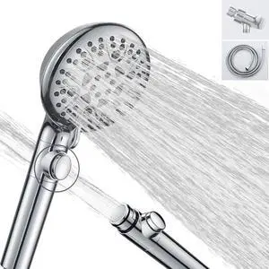 Handheld Shower Heads with ON/OFF Switch Extra Long 79-inch Hose 8 Spray Settings High Pressure Detachable Showerhead Built-in Power Sprayer to Clean Pets Adjustable Angle Bracket Silver