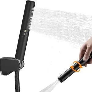 Black Brass 2 In 1 Function Handheld Shower Head Set High Pressure 7 Inch Shower Head High Flow Hand Shower Wand with 59 Inch Hose Bracket Matte Black Finish