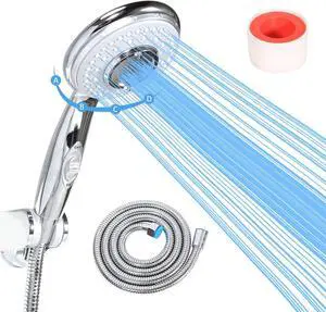 RV Shower Head with Hose and on off switch - High pressure shower head replacement for Bath roomRVMotor homeBoatTravel Trailer and Camper - with Stainless Steel 60'' Hose and bracket