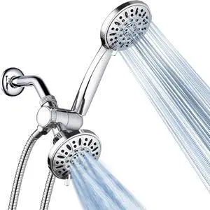 Total Chrome Premium High Pressure 48-setting 3-Way Combo for The Best of Both Worlds  Enjoy Luxurious 6-setting Rain Shower Head and 6-Setting Hand Held Shower Separately or Together