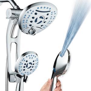 Hotel Spa AquaCare As-Seen-On-TV High Pressure Handheld/Rain 80-mode 3-way Shower Head Combo with Adjustable Arm - Anti-clog Nozzles, Tub & Pet Power Wash, 6 ft. Hose, All Chrome Finish