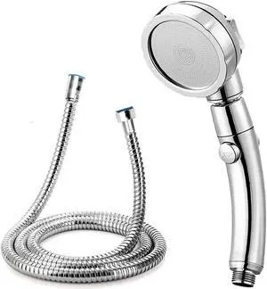 Modern 3-Setting Detachable Shower Head with 59-Inch Hose, High Pressure Water Saving, 360 Rotating Adjustable Handheld Shower Head with ON/OFF Switch and 3 Spray Modes, Chrome Finish