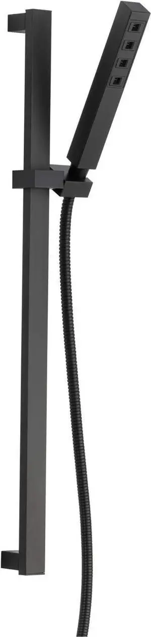 Delta Faucet Single-Spray H2Okinetic Slide Bar Hand Held Shower with Hose, Black Handheld Shower Head, Slide Bar Hand Shower, Handheld Shower, Detachable Shower Head, Matte Black 51567-BL