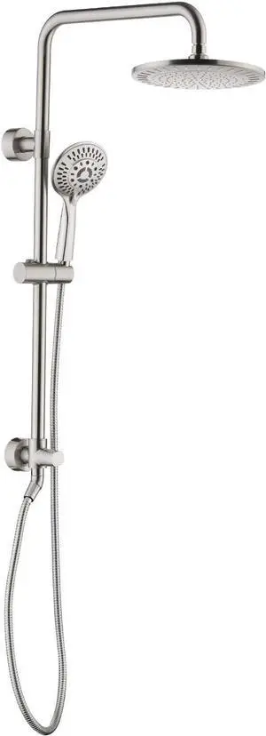 BRIGHT SHOWERS Rain System Including 9 Inch Rainfall shower head and Handheld with Height Adjustable Holder, Solid Brass Rail and 60 Inch Long Stainless Steel Shower Hose
