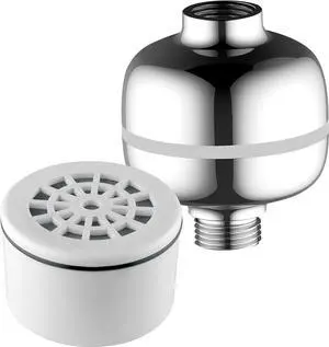 Advanced High Intensity Super Compact Universal Shower Filter with Replaceable Enriched KDF Shower Filter Cartridge by Hotel Spa AquaCare. Use with Any Shower Head, Handshower Or 3-Way Shower Combo