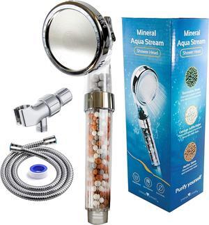 | Mineral Aqua Stream - Filtered Shower Head - Mineral Head Filter - Stream Purifier for Kids, Pets and Adults - Take Care of your Skin - Purify yourself!