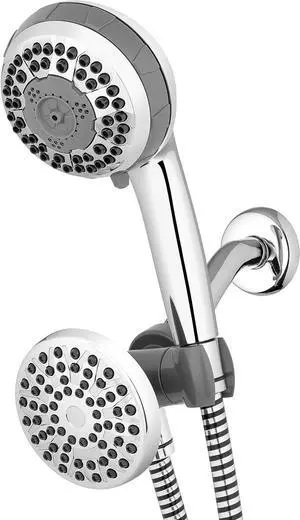 Waterpik Power Spray Dual 2-in-1 Shower System With Rain Shower Head and 8-Mode Hand Held Shower Head, Plastic, Chrome VIC-133E-NSP-853E