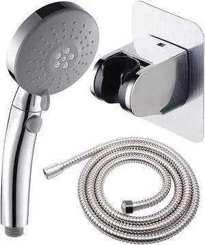 Elderly Handheld Shower Head Designed For Disabled Pregnant Woman Gravidas With 79-Inch Hose Suciton Cup Holder Bracket Home Care Control Button Convenient Push Button Chrome