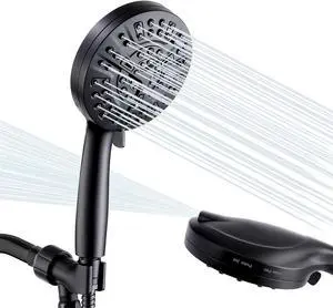 Shower Head with Handheld, 10-mode High Pressure Shower Heads Built-in Power Wash to Clean Tub, Tile & Pets, Extra Long 59 inches Stainless Steel Hose, Adjustable Brass Bracket(Matte Black)