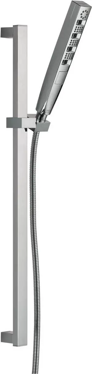 Delta Faucet Tetra H2Okinetic Slide Bar Hand Held Shower with Hose, Chrome Handheld Shower Head, Slide Bar Hand Shower, Handheld Shower, Detachable Shower Head, Lumicoat Chrome 51140-PR