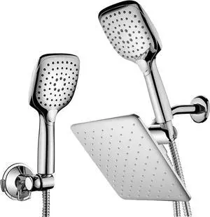 HotelSpa 10.5-in Rain Shower Head/Handheld Combo. Convenient Push-Button Flow Control Button for easy one-handed operation. Switch flow settings with the same hand! Low-Reach Bracket included