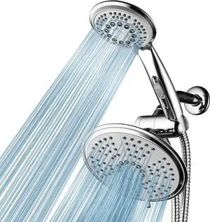 HotelSpa High-Pressure Ultra Luxury Rainfall Combo  Giant 7-inch 5-mode Head, 6-mode Hand Shower with ON/OFF Pause Switch, Water Diverter, Stainless Steel Hose  Top American Brand  Chrome Finish