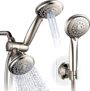 Hotel Spa AquaSpa 6-in-1 High-Pressure Shower Head/Hand Held Showerhead Combo with Two Overhead and Low-Reach Wall Brackets, 3-way Water Diverter & Stainless Steel Hose/Brushed Nickel Finish