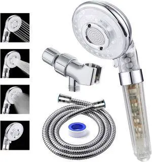 Filter Shower Head with Hose and Shower Arm Bracket, High Pressure & Water Saving Handheld Shower, 3-Settings and Water Stop Mode Filter Showerhead for Dry Hair & Skin SPA