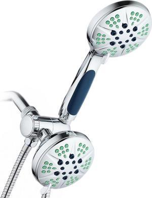 HOTEL SPA  Anti-Clog Shower Heads with Handheld Spray-High Pressure Shower Head - 4.3 Inch Showerhead, 4.3 Inch Handheld Shower Head - 3-in-1, 48-Setting Shower Heads 5 Foot Shower Hose (Chrome)