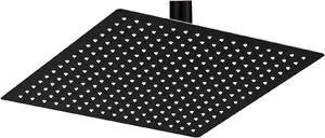 BESy 12 Inch Rain Shower Head, 12" Square Rainfall & High Pressure Stainless Steel Bath Showerhead, 1/16" Ultra Thin, Waterfall Full Body Coverage with Silicone Nozzle, Matte Black Finish