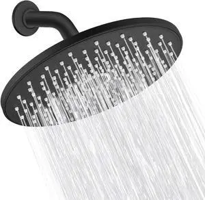 Rain Shower Head VMASSTONE 9In High Pressure Showerhead - Tool Free Installation- with Large Spray Surfaces and 200 Nozzles for Delicate and Unstimulate Shower Experience (EM-001 Matte Black/Black)