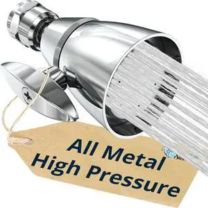 HammerHead Showers® ALL METAL 2 Inch High Pressure Shower Heads - CHROME  2.5 GPM Shower Heads High Pressure - High Flow Shower Head with ADJUSTABLE SPRAY PATTERN - Fixed Shower Head