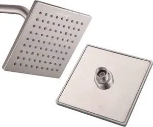 Luxury Square Rain Shower Head with 6-inch Rainfall Face, Stainless Steel Back, Brass Swivel Joint, Full Brushed Nickel Finish