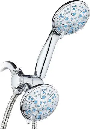 AquaDance Antimicrobial/Anti-Clog High-Pressure 30-setting Dual Head Combination Shower with Microban Nozzle Protection From Growth of Mold, Mildew & Bacteria for a Healthier Shower  Aqua Blue