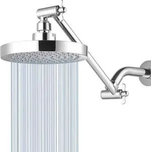 High Pressure Rain Shower Head with 11'' Extension Arm - High Flow Rainfall Showerhead - Luxury Modern Look - Pressure Boosting (Chrome)