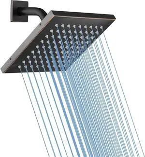 Oil Rubbed Bronze Shower Head Blucky 8 inch High Pressure Square Rain Shower Head Luxury Modern Look Bathroom Rainfall Showerhead 304 Stainless Steel Ultra Thin Shower Head