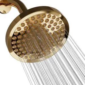 Luxury Spa Series: ImperialShine Gold Rain Shower Head, 6-Inch Round Rain Showerhead with 360 Tilt, Experience Rainfall with MAXX Comfort and Elegance (Polished Brass/ImperialShine Gold)