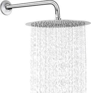 NearMoon Round Rain Shower Head With Extension Arm, Large Stainless Steel Rainfall Shower-Waterfall Full Body Coverage (12 Inch, Chrome)