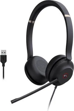 Yealink UH37 USB Headset with Microphone for PC Laptop - Headphones with Noise Cancelling Microphone for Computer,On-Ear Wired Office Call Center Headset Dual