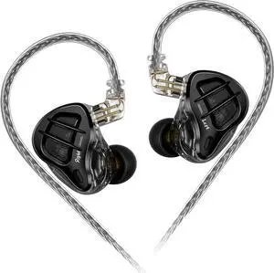 KZ ZAR in-Ear Monitor Headphones,1DD+7BA Hybrid Technology Driver IEM Wired Earbuds Headphone with Silver-Plated Cable for Audiophile Musician (KZ ZAR-Black, No Mic)