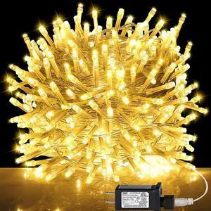 kemooie 500 LED Christmas Lights, 164FT 8 Lighting Modes with Timer Plug in Waterproof String Lights for Outdoor Christmas Birthday Wedding Party Garden Balcony Decorations (Warm White)