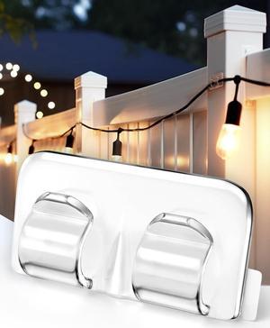 Hooks for Outdoor String Lights Clips 40Pcs Heavy Duty Light Hook with Waterproof Adhesive Strips  Outside Clear Cord Holders for Hanging Christmas Lighting Outdoors Sticky Clip