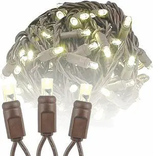 Novelty Lights Warm White LED Christmas String Lights - UL Listed Indoor/Outdoor Light Set w/ 100 Mini Bulbs for Christmas Tree, Patio, Wedding Decor, and More - (Brown Wire, 34' Long)